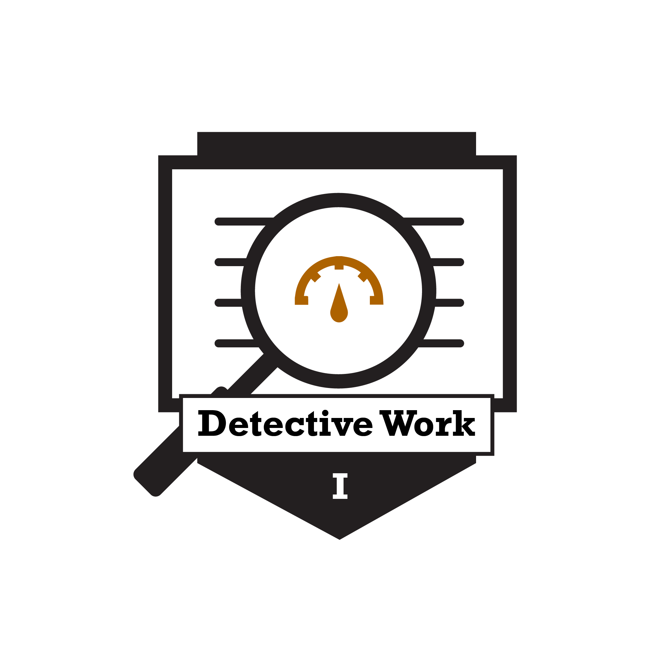 detective work badge has a magnifying glass focusing on an accessibility score indicator