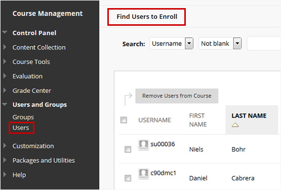 Screenshot highlighting how to access the user enrollment and removal utilities