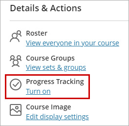 click the progress tracking link in the details and actions area